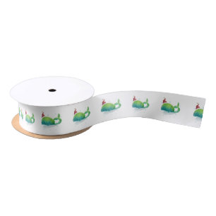 Cute Whale with Red Santa Hat Satin Ribbon