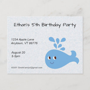 Cute Whale with Spout Custom Birthday Postcard
