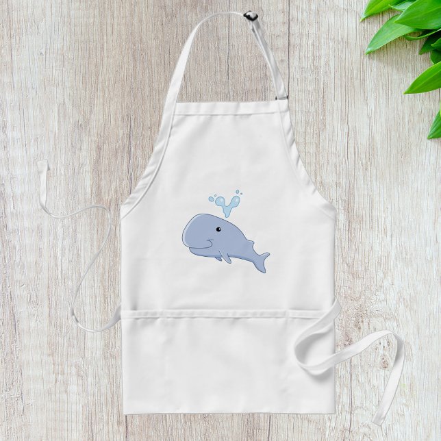Cute Whale with Water Splash Adorable Animal  Adult Apron (Creator Uploaded)