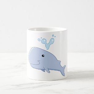 Cute Whale with Water Splash Adorable Animal Coffee Mug