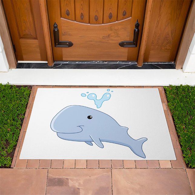 Cute Whale with Water Splash Adorable Animal  Doormat (Creator Uploaded)