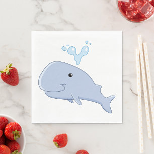 Cute Whale with Water Splash Adorable Animal Napkins