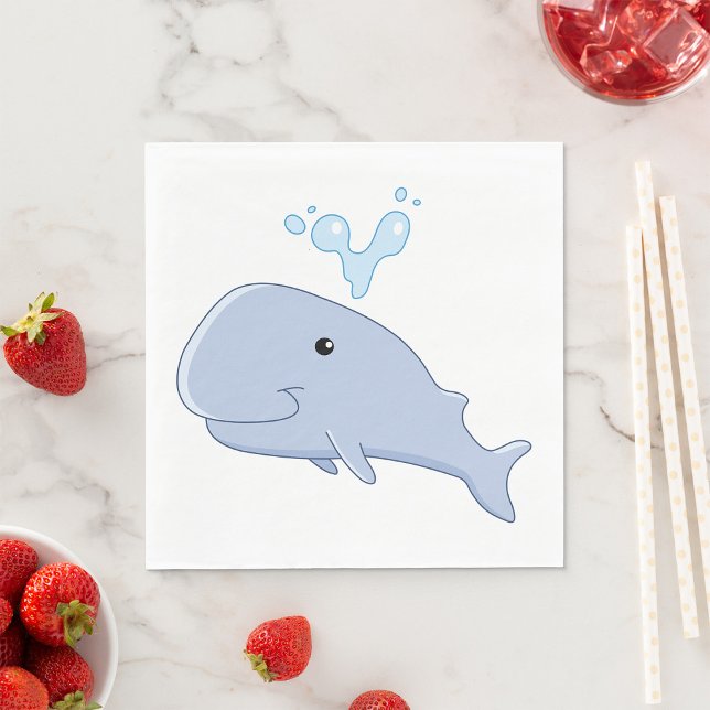 Cute Whale with Water Splash Adorable Animal  Napkins (Creator Uploaded)