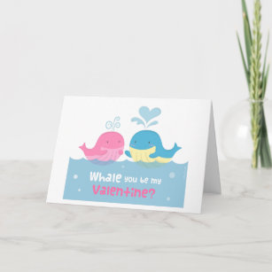 Cute Whale You Be Mine Valentine Love Holiday Card