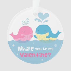 Cute Whale You Be Mine Valentine Love Ornament