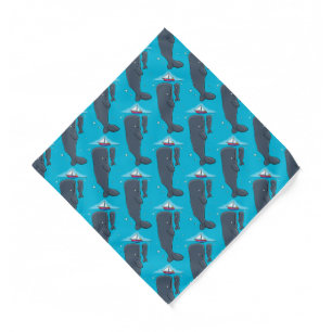 Cute whales and sailing boat cartoon illustration  bandana