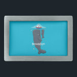 Cute whales and sailing boat cartoon illustration belt buckle<br><div class="desc">This cute illustration features a pair of whales swimming under a sailing boat in cartoon style. Who is watching who?</div>
