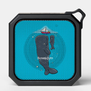 Cute whales and sailing boat cartoon illustration bluetooth speaker