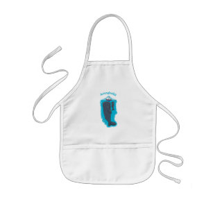 Cute whales and sailing boat cartoon illustration kids' apron