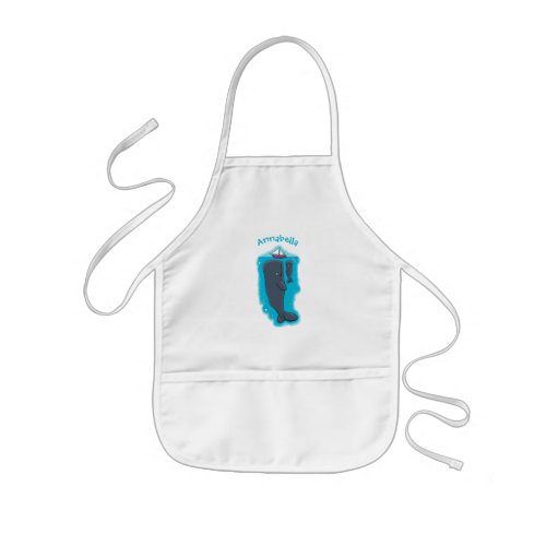 Cute whales and sailing boat cartoon illustration kids apron