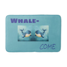 Cute Whales Bathmat, Bathroom Decoration, 
