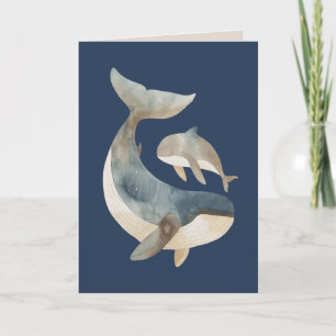 Cute Whales Big Sister Navy Blue Happy Birthday  Card