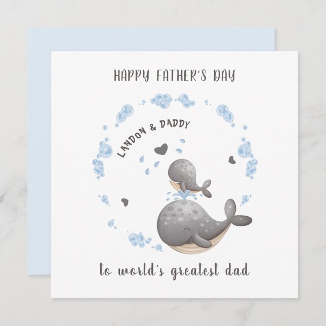 Cute Whales Boy Father's day Card (Front/Back)
