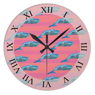 Cute Whales Fish Art Pink Stripes Pattern  Custom 