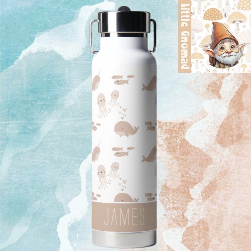 Cute Whales Narwhal Octopus  Fish Sea Creatures Water Bottle