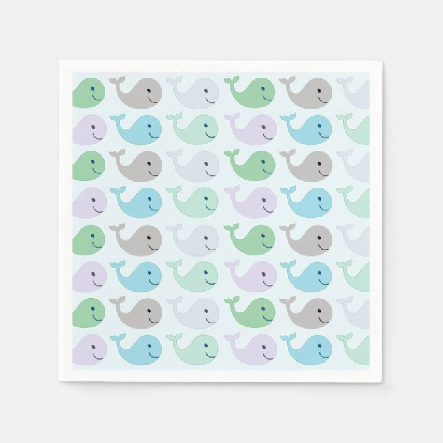Cute Whales Paper Napkins (Front)