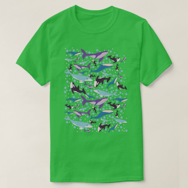 Cute Whales pattern design T-Shirt (Design Front)