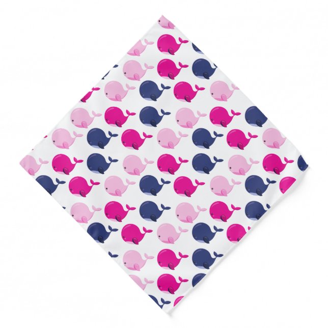 Cute Whales, Pattern Of Whales, Sea Animals Bandana (Front)