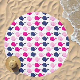 Cute Whales, Pattern Of Whales, Sea Animals Beach Towel