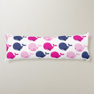 Cute Whales, Pattern Of Whales, Sea Animals Body Pillow