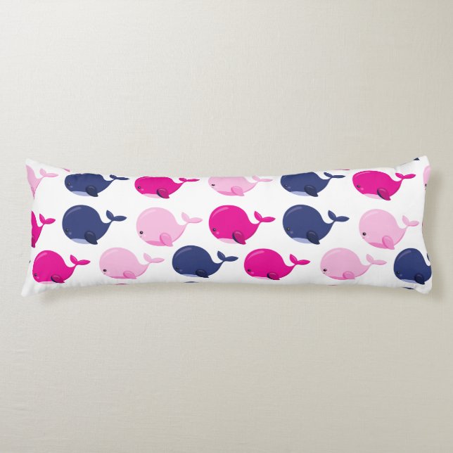 Cute Whales, Pattern Of Whales, Sea Animals Body Pillow (Front)