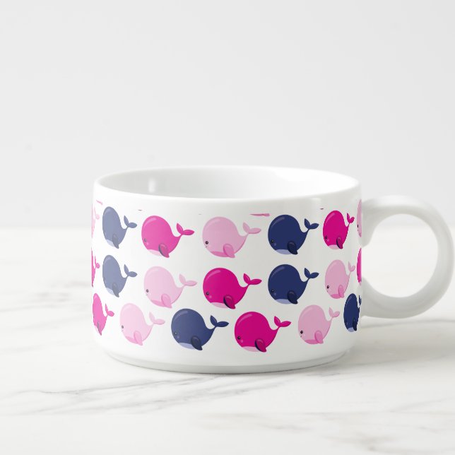 Cute Whales, Pattern Of Whales, Sea Animals Bowl (Left)