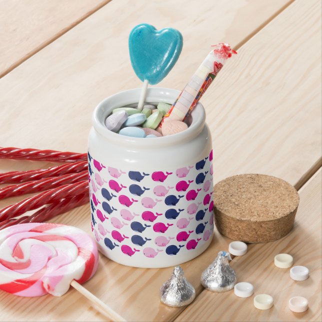 Cute Whales, Pattern Of Whales, Sea Animals Candy Jar (In Situ)