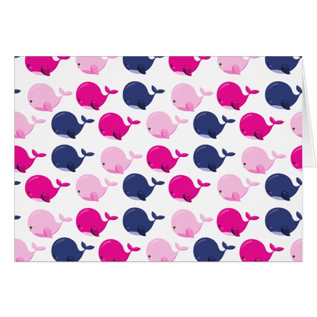 Cute Whales, Pattern Of Whales, Sea Animals Cards (Front Horizontal)