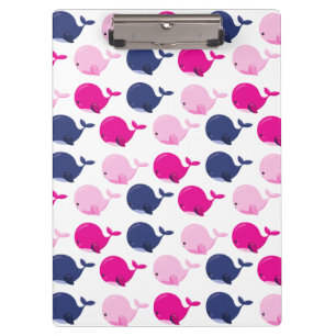 Cute Whales, Pattern Of Whales, Sea Animals Clipboard