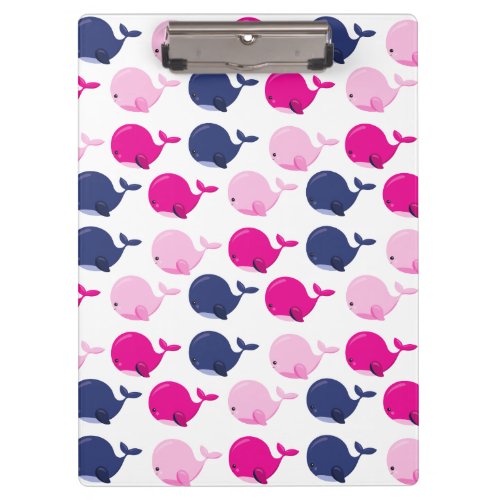 Cute Whales Pattern Of Whales Sea Animals Clipboard