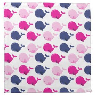 Cute Whales, Pattern Of Whales, Sea Animals Cloth Napkin