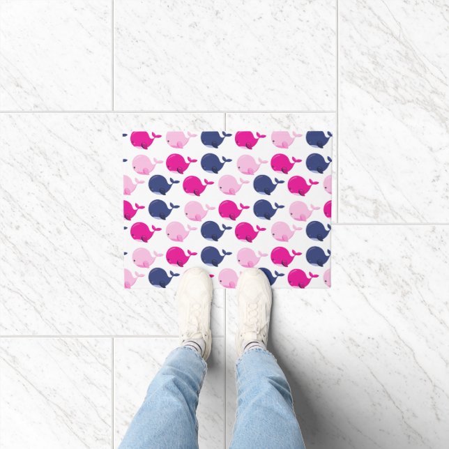 Cute Whales, Pattern Of Whales, Sea Animals Doormat (Indoor)