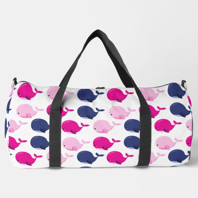Cute Whales, Pattern Of Whales, Sea Animals Duffle Bag (Front)