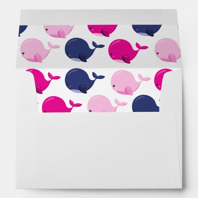Cute Whales, Pattern Of Whales, Sea Animals Envelope (Back (Bottom))