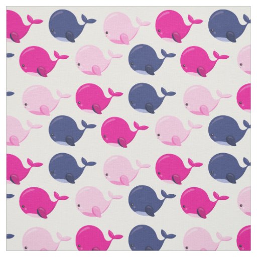 Cute Whales, Pattern Of Whales, Sea Animals Fabric