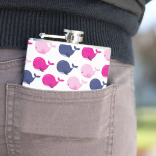 Cute Whales, Pattern Of Whales, Sea Animals Flask