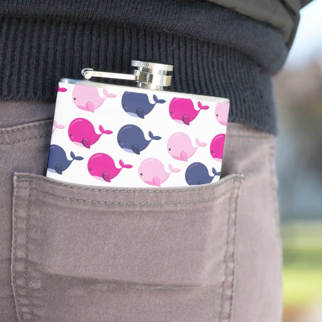 Cute Whales, Pattern Of Whales, Sea Animals Flask (In Situ)