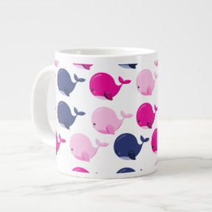 Cute Whales, Pattern Of Whales, Sea Animals Giant Coffee Mug