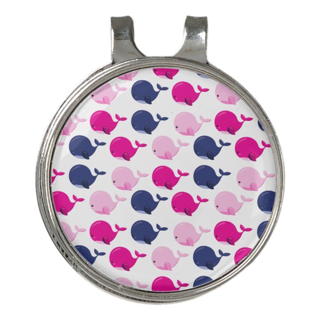 Cute Whales, Pattern Of Whales, Sea Animals Golf Hat Clip (Front)