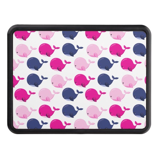 Cute Whales, Pattern Of Whales, Sea Animals Hitch Cover (Front)