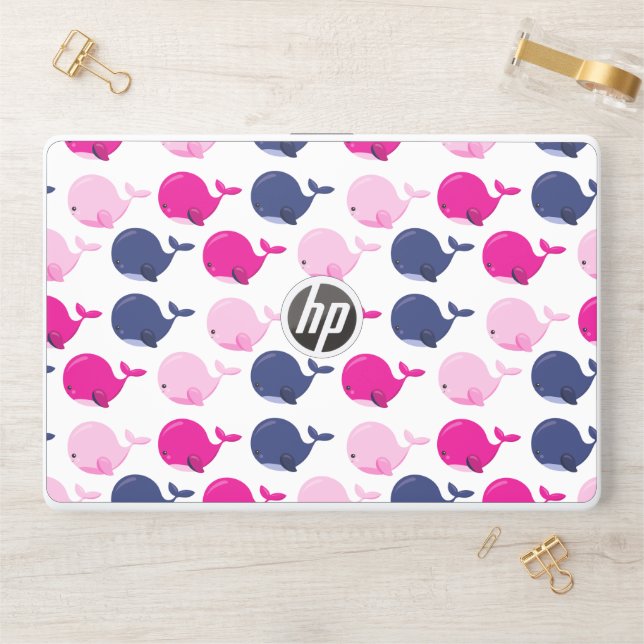 Cute Whales, Pattern Of Whales, Sea Animals HP Laptop Skin (Desk)