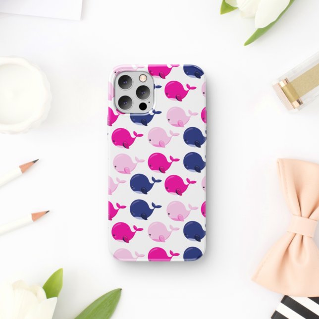 Cute Whales, Pattern Of Whales, Sea Animals iPhone Case (Creator Uploaded)