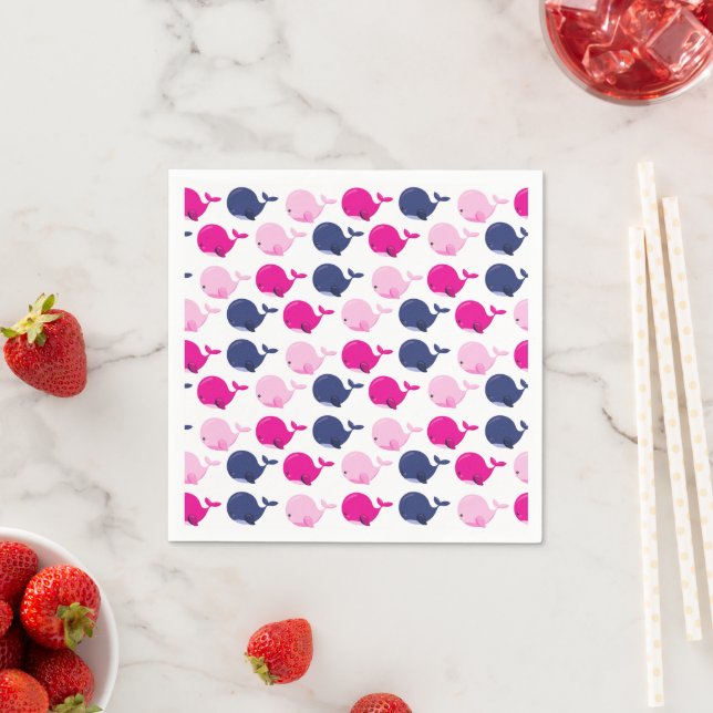 Cute Whales, Pattern Of Whales, Sea Animals Napkins (Insitu)