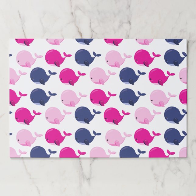 Cute Whales, Pattern Of Whales, Sea Animals Paper Pad (Front)