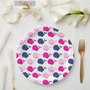Cute Whales, Pattern Of Whales, Sea Animals Paper Plates