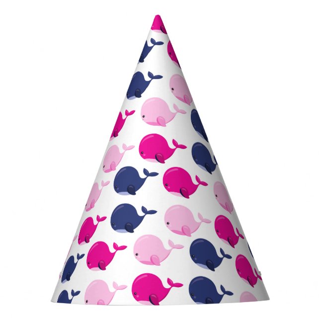 Cute Whales, Pattern Of Whales, Sea Animals Party Hat (Front)