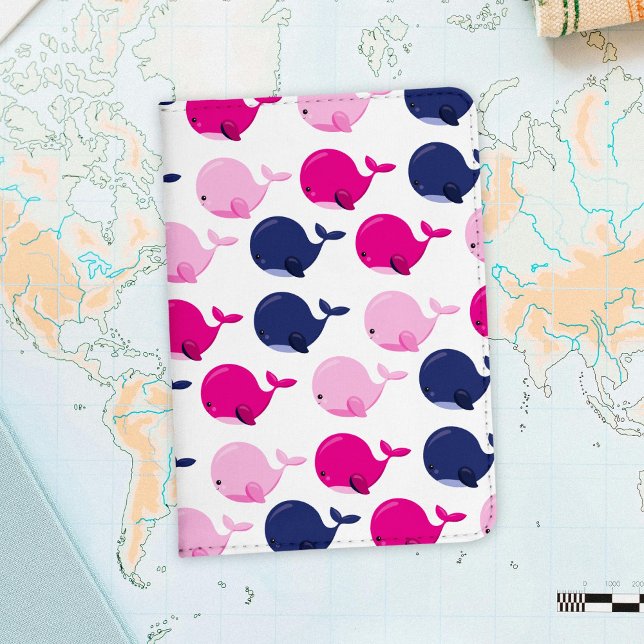 Cute Whales, Pattern Of Whales, Sea Animals Passport Holder (Creator Uploaded)