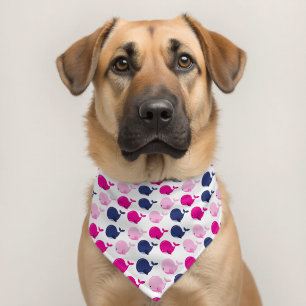 Cute Whales, Pattern Of Whales, Sea Animals Pet Bandana Collar