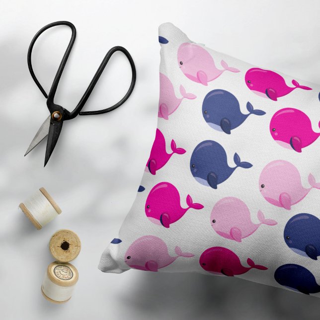 Cute Whales, Pattern Of Whales, Sea Animals Pillow Case (Creator Uploaded)