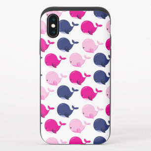 Cute Whales, Pattern Of Whales, Sea Animals iPhone X Slider Case